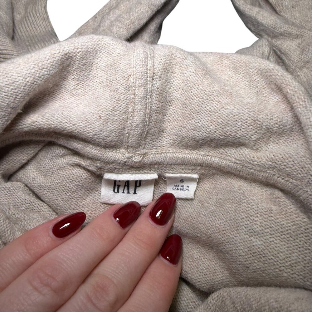 Gap CashSoft Knit Hoodie Sweater Oatmeal Neutral Cozy Women Small - Picture 5 of 6